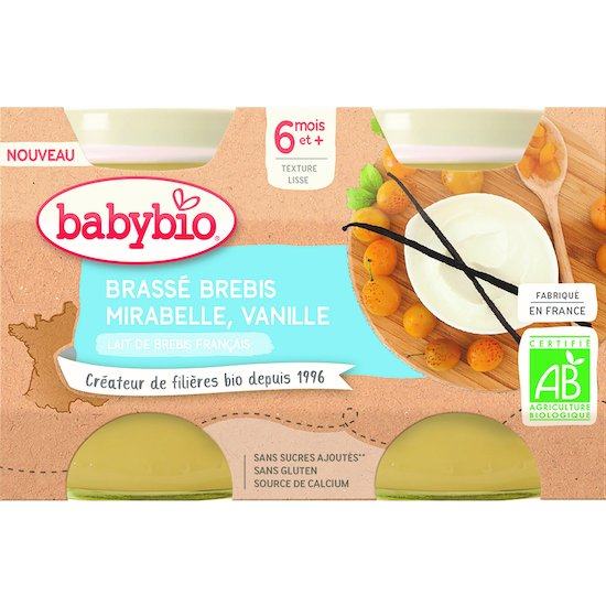 Brassé brebis mirabelle vanille  2 x 130 g de Babybio